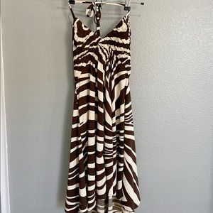 BCBGMAXAZRIA Brown/Crean Zebra Print Dress